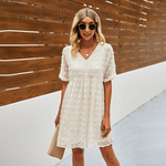 Mini-jurk met V-hals en Textuur - Women Summer Dress - Jurkjes.co