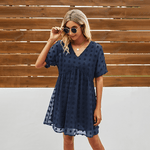 Mini-jurk met V-hals en Textuur - Women Summer Dress - Jurkjes.co