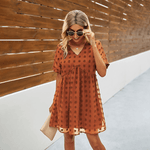 Mini-jurk met V-hals en Textuur - Women Summer Dress - Jurkjes.co