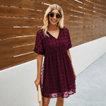 Mini-jurk met V-hals en Textuur - Women Summer Dress - Jurkjes.co