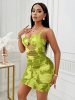 Mini Jurk met V-hals en Tie-dye Print - Mini Dresses - Jurkjes.co