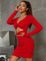 Mini Jurk met V-hals en Uitsnijdingen - Mini Dresses - Jurkjes.co