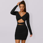 Mini Jurk met V-hals en Uitsnijdingen - Mini Dresses - Jurkjes.co