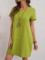 Mini Jurk met V-hals in Effen Kleur - Mini Dresses - Jurkjes.co