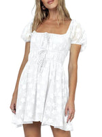 Mini Jurk met Vierkante Hals en Bloemenprint - Mini Dresses - Jurkjes.co