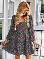 Mini Jurk met Vierkante Hals en Bloemenprint - Mini Dresses - Jurkjes.co