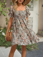 Mini Jurk met Vierkante Hals en Bloemenprint - Mini Dresses - Jurkjes.co