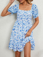 Mini Jurk met Vierkante Hals en Bloemenprint - Mini Dresses - Jurkjes.co