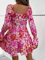 Mini Jurk met Vierkante Hals en Bloemenprint - Mini Dresses - Jurkjes.co