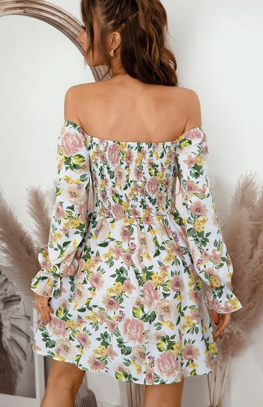 Mini Jurk met Vierkante Hals en Bloemenprint - Mini Dresses - Jurkjes.co