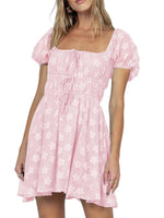 Mini Jurk met Vierkante Hals en Bloemenprint - Mini Dresses - Jurkjes.co