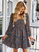 Mini Jurk met Vierkante Hals en Bloemenprint - Mini Dresses - Jurkjes.co