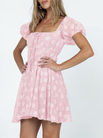 Mini Jurk met Vierkante Hals en Bloemenprint - Mini Dresses - Jurkjes.co