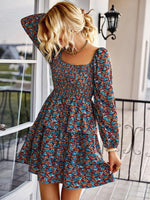 Mini Jurk met Vierkante Hals en Bloemenprint - Mini Dresses - Jurkjes.co