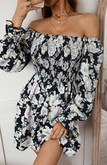 Mini Jurk met Vierkante Hals en Bloemenprint - Mini Dresses - Jurkjes.co