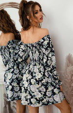 Mini Jurk met Vierkante Hals en Bloemenprint - Mini Dresses - Jurkjes.co