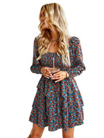 Mini Jurk met Vierkante Hals en Bloemenprint - Mini Dresses - Jurkjes.co