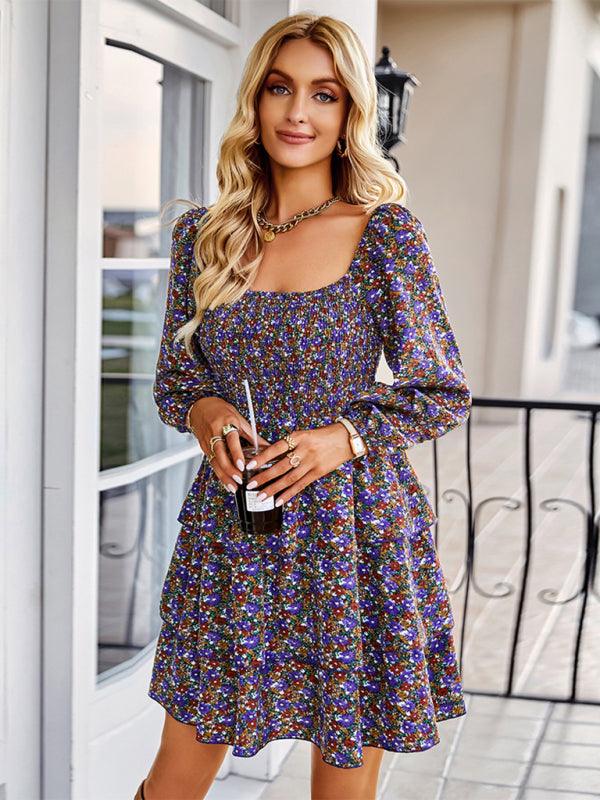 Mini Jurk met Vierkante Hals en Bloemenprint - Mini Dresses - Jurkjes.co