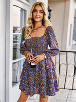 Mini Jurk met Vierkante Hals en Bloemenprint - Mini Dresses - Jurkjes.co