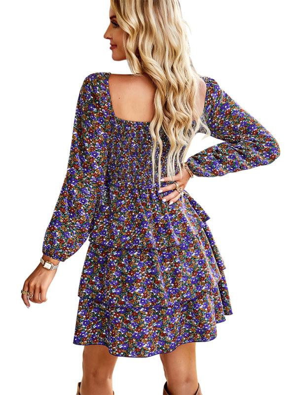 Mini Jurk met Vierkante Hals en Bloemenprint - Mini Dresses - Jurkjes.co