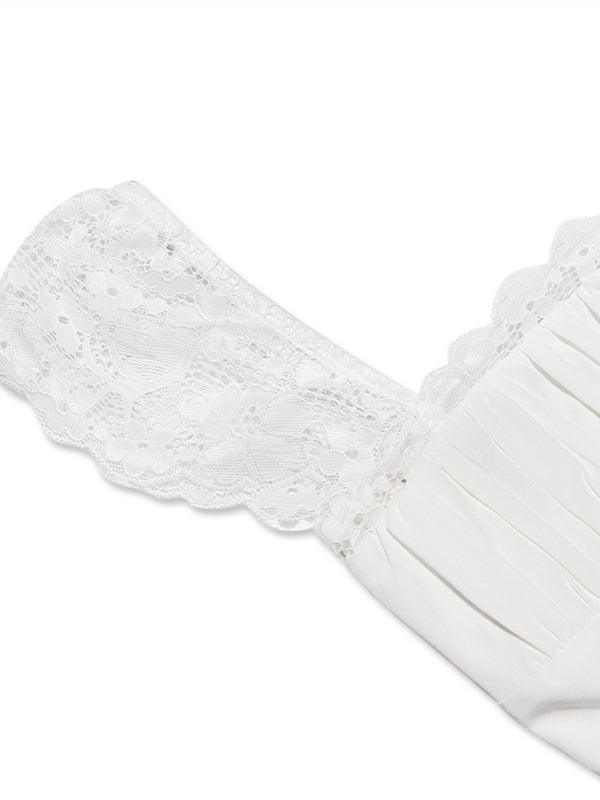 Mini Jurk met Vierkante Hals en Kant - Mini Dresses - Jurkjes.co