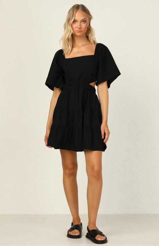 Mini Jurk met Vierkante Hals en Laagjes - Mini Dresses - Jurkjes.co