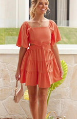 Mini Jurk met Vierkante Hals en Laagjes - Mini Dresses - Jurkjes.co