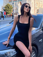 Mini Jurk met Vierkante Hals en Ribbelbrei - Mini Dresses - Jurkjes.co