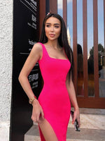 Mini Jurk met Vierkante Hals en Ribbelbrei - Mini Dresses - Jurkjes.co