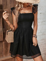 Mini Jurk met Vierkante Hals en Rimpelmouwen - Mini Dresses - Jurkjes.co