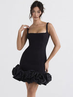 Mini Jurk met Vierkante Hals en Ruches - Group6 - Jurkjes.co