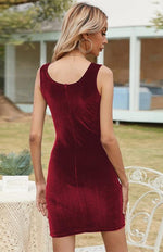 Mini Jurk met Vierkante Hals en Sleuven - Mini Dresses - Jurkjes.co