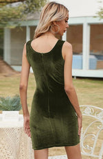 Mini Jurk met Vierkante Hals en Sleuven - Mini Dresses - Jurkjes.co