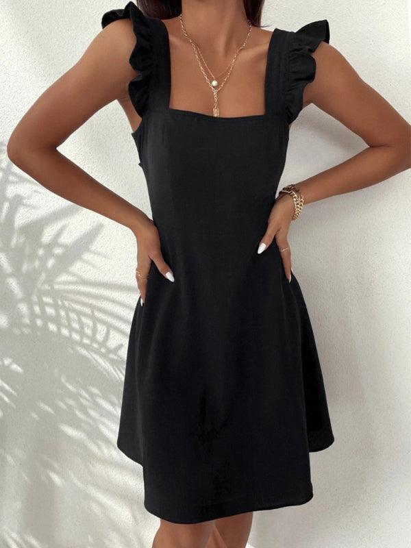 Mini Jurk met Vierkante Hals en Strikdetail - Mini Dresses - Jurkjes.co