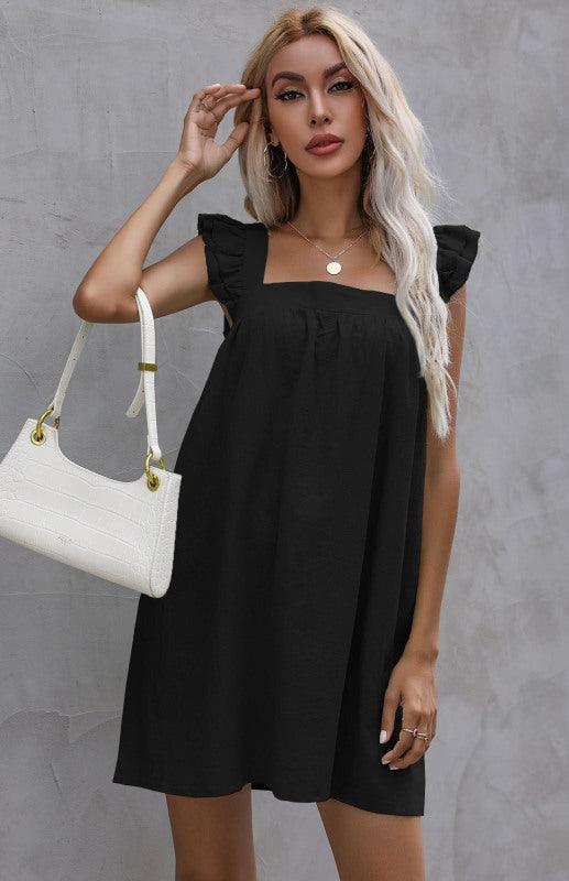 Mini Jurk met Vierkante Halslijn en Ruches - Mini Dresses - Jurkjes.co