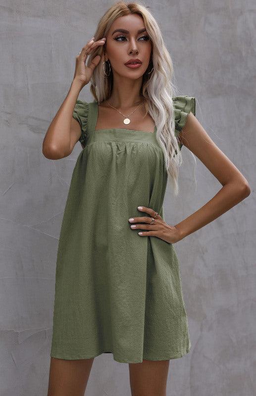 Mini Jurk met Vierkante Halslijn en Ruches - Mini Dresses - Jurkjes.co