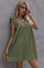 Mini Jurk met Vierkante Halslijn en Ruches - Mini Dresses - Jurkjes.co