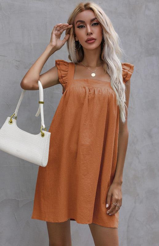 Mini Jurk met Vierkante Halslijn en Ruches - Mini Dresses - Jurkjes.co