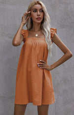 Mini Jurk met Vierkante Halslijn en Ruches - Mini Dresses - Jurkjes.co