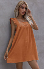 Mini Jurk met Vierkante Halslijn en Ruches - Mini Dresses - Jurkjes.co