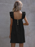 Mini Jurk met Vierkante Halslijn en Ruches - Mini Dresses - Jurkjes.co