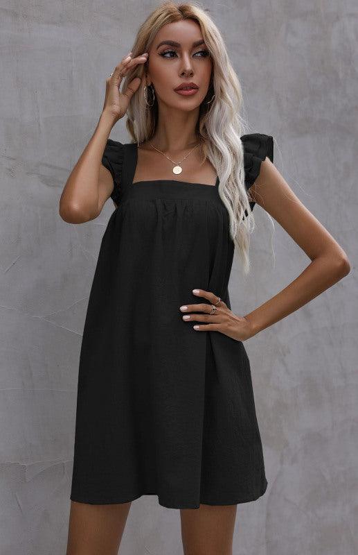 Mini Jurk met Vierkante Halslijn en Ruches - Mini Dresses - Jurkjes.co