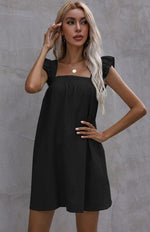 Mini Jurk met Vierkante Halslijn en Ruches - Mini Dresses - Jurkjes.co