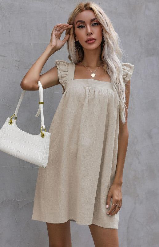 Mini Jurk met Vierkante Halslijn en Ruches - Mini Dresses - Jurkjes.co