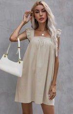 Mini Jurk met Vierkante Halslijn en Ruches - Mini Dresses - Jurkjes.co