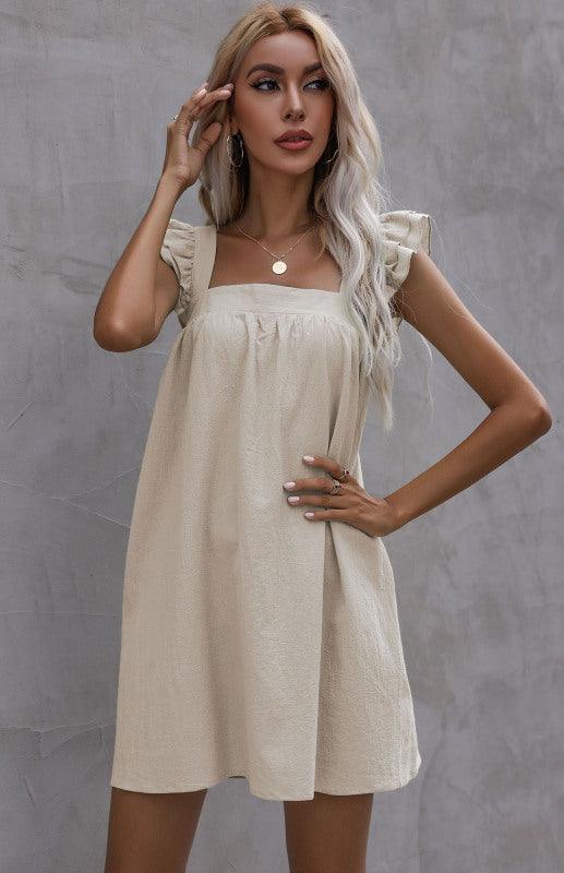 Mini Jurk met Vierkante Halslijn en Ruches - Mini Dresses - Jurkjes.co