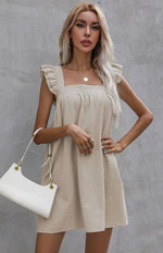 Mini Jurk met Vierkante Halslijn en Ruches - Mini Dresses - Jurkjes.co