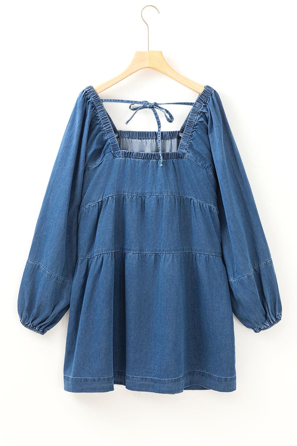 Mini Jurk met Vierkante Halslijn - Mini Dresses - Jurkjes.co
