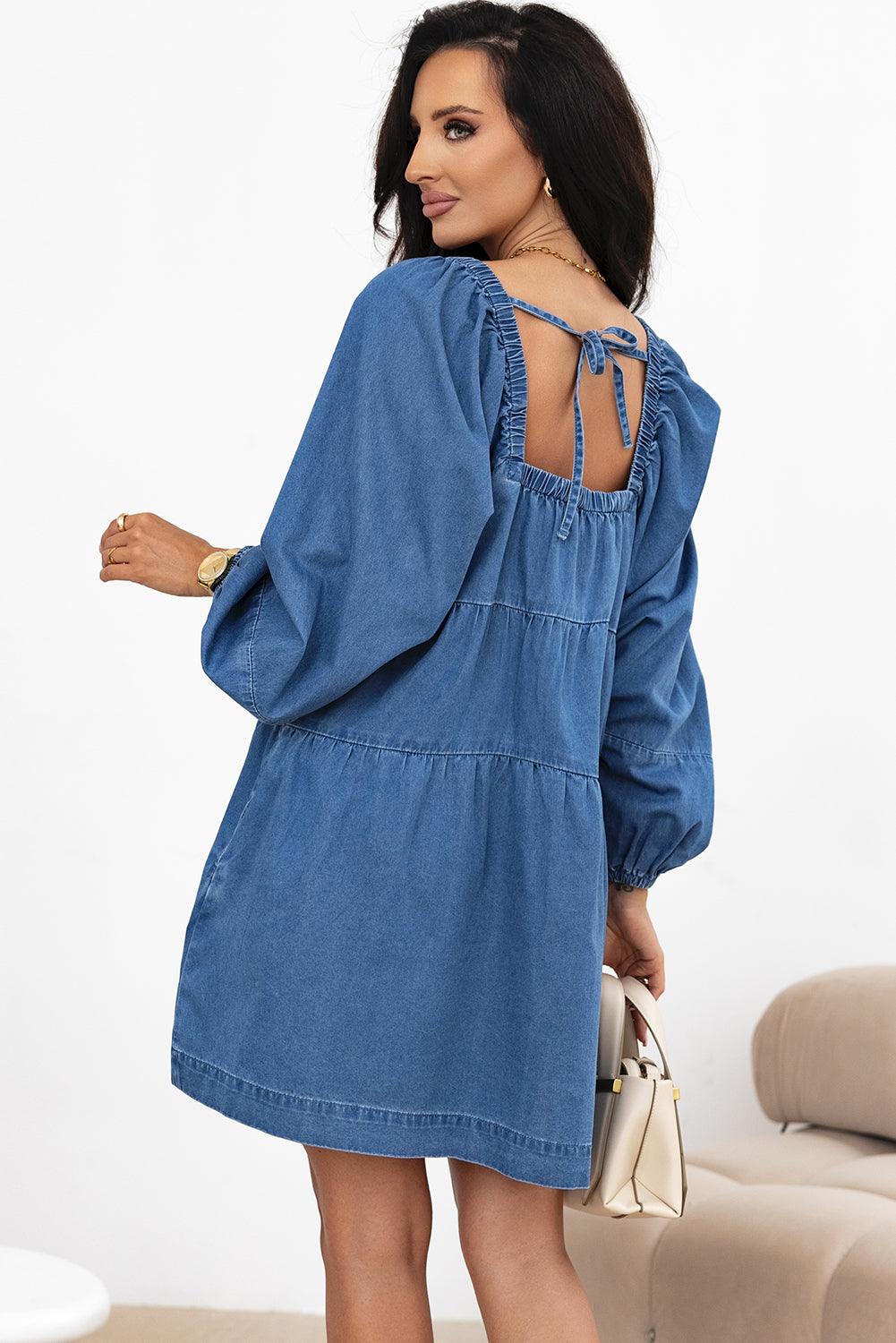 Mini Jurk met Vierkante Halslijn - Mini Dresses - Jurkjes.co