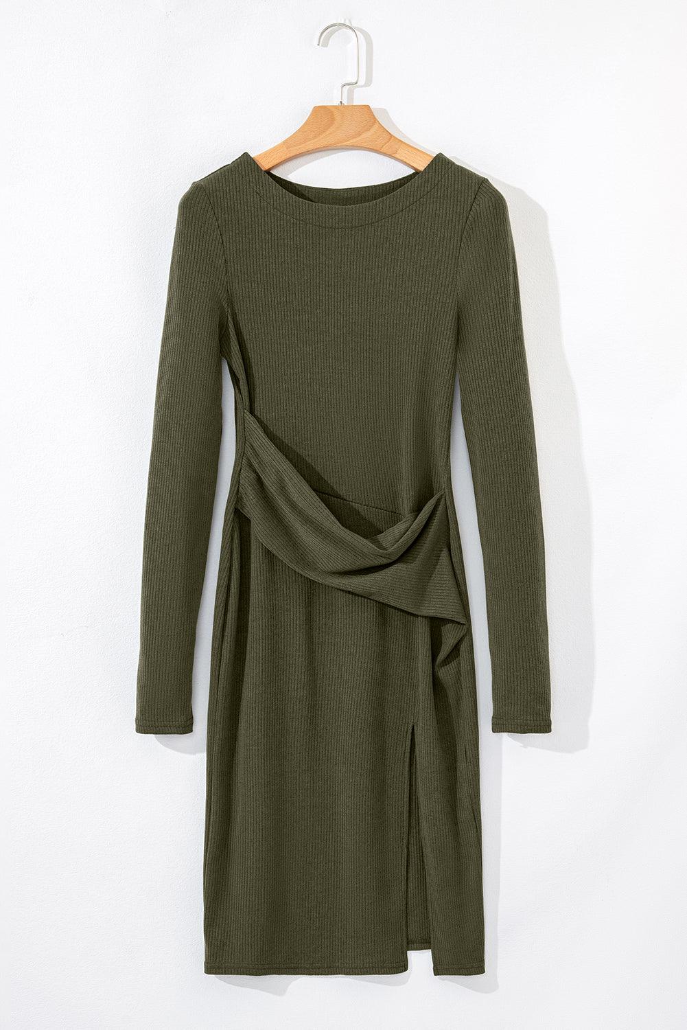 Mini Jurk met Zijsplit en Rimpeling - Mini Dresses - Jurkjes.co